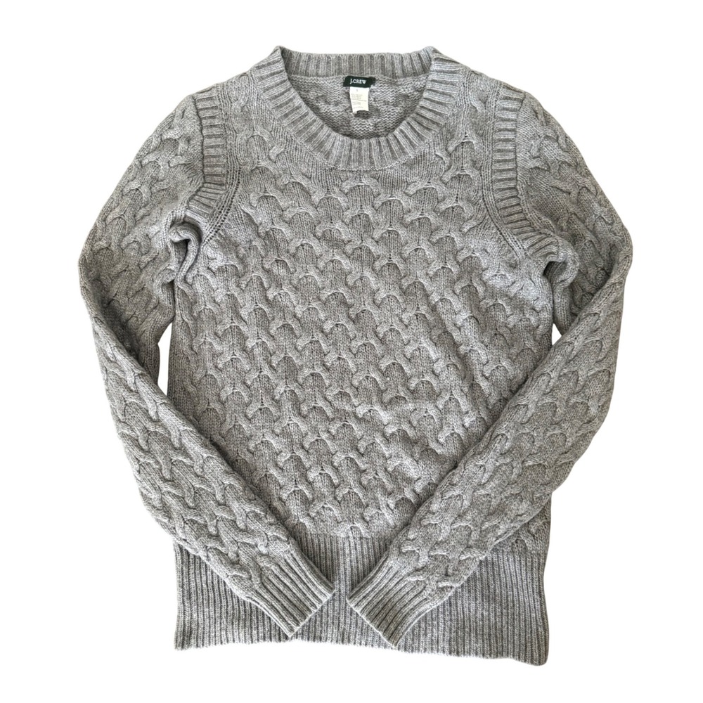 J.Crew 2011 Angora Wool Cable Knit Sweater Gray Women's Small